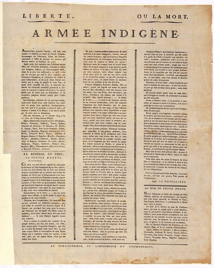 Haitian Declaration of Independence print media centr