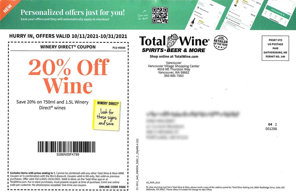 postcard qr code Total Wine