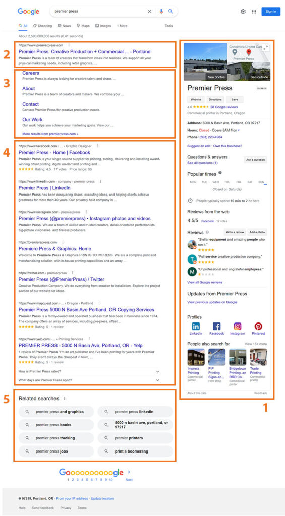 a branded search results page