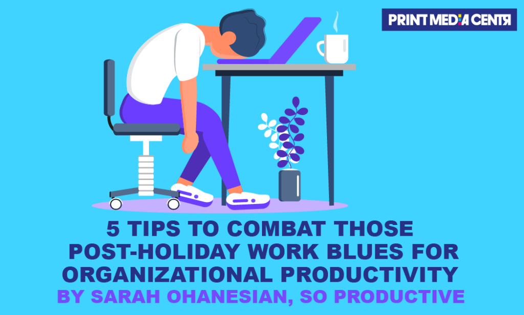 illustration of overworked and overwhelmed woman at work sitting at a desk