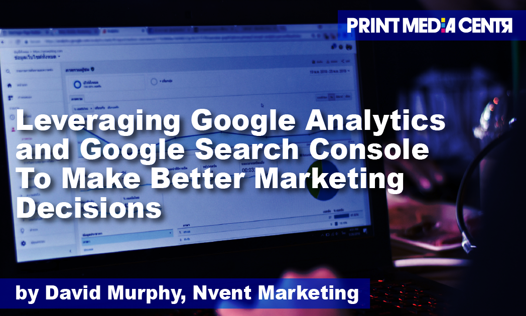 laptop screen showing google analytics and google search console print media centr