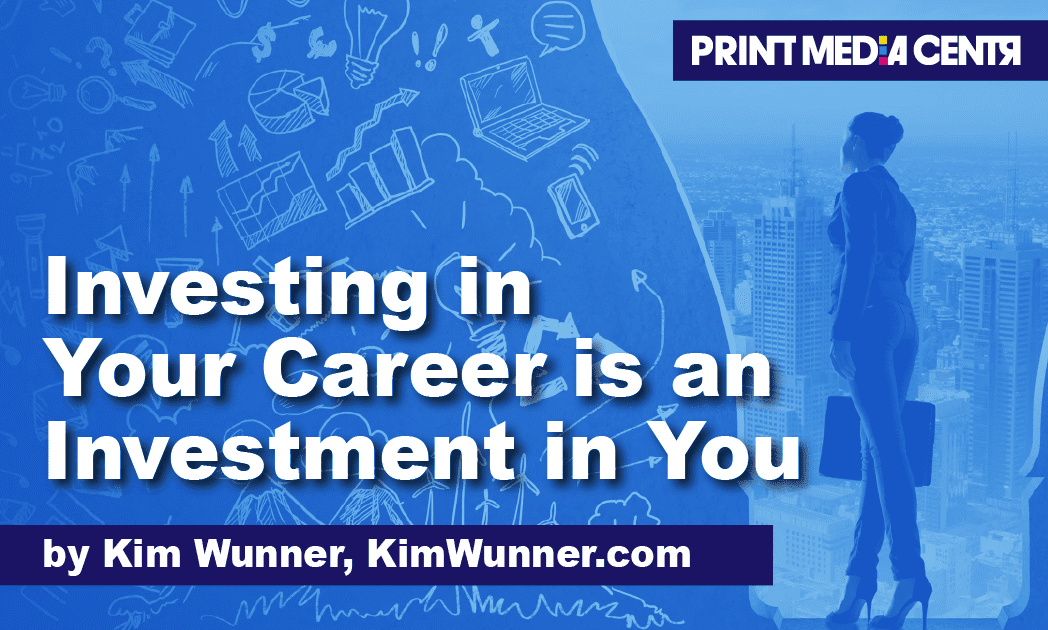 blue image of a professional women to illustrate Investing in Your Career is an Investment in You